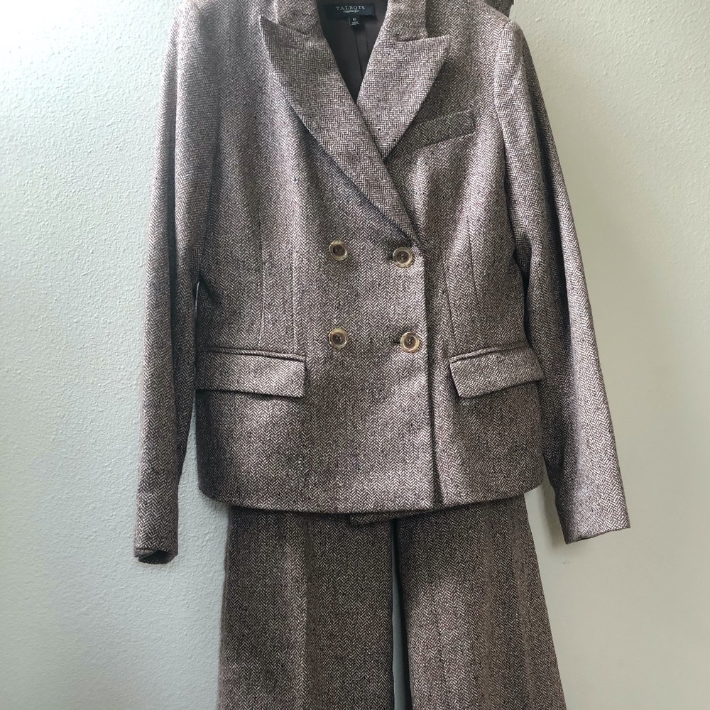 Brown Tweed Talbots Pantsuit Size 10